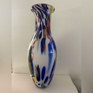 Colorful  Vase Hand-Blown Art Glass Vase Multicolor 16 Inches
Tall Adorable